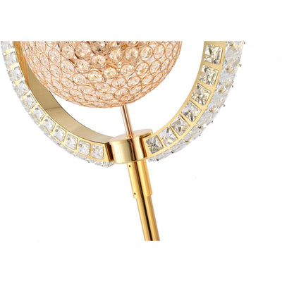LED Gold Ring Frame and Crystal with Globe Floor Lamp - LV LIGHTING