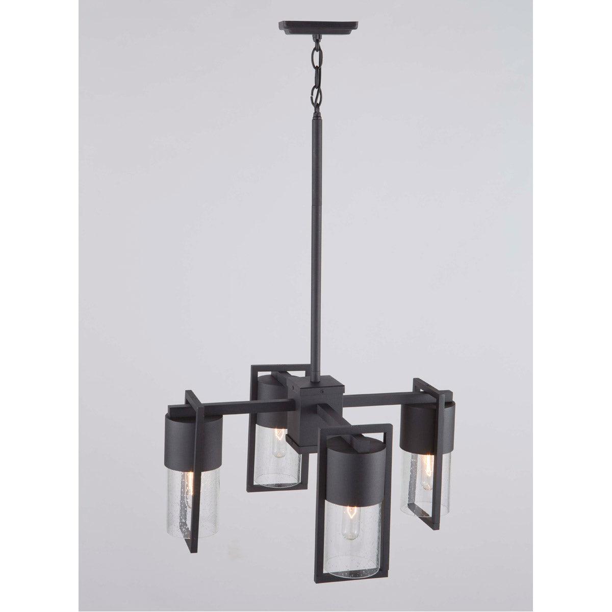 Black Frame with Clear Cylindrical Seedy Glass Shade Outdoor Pendant - LV LIGHTING