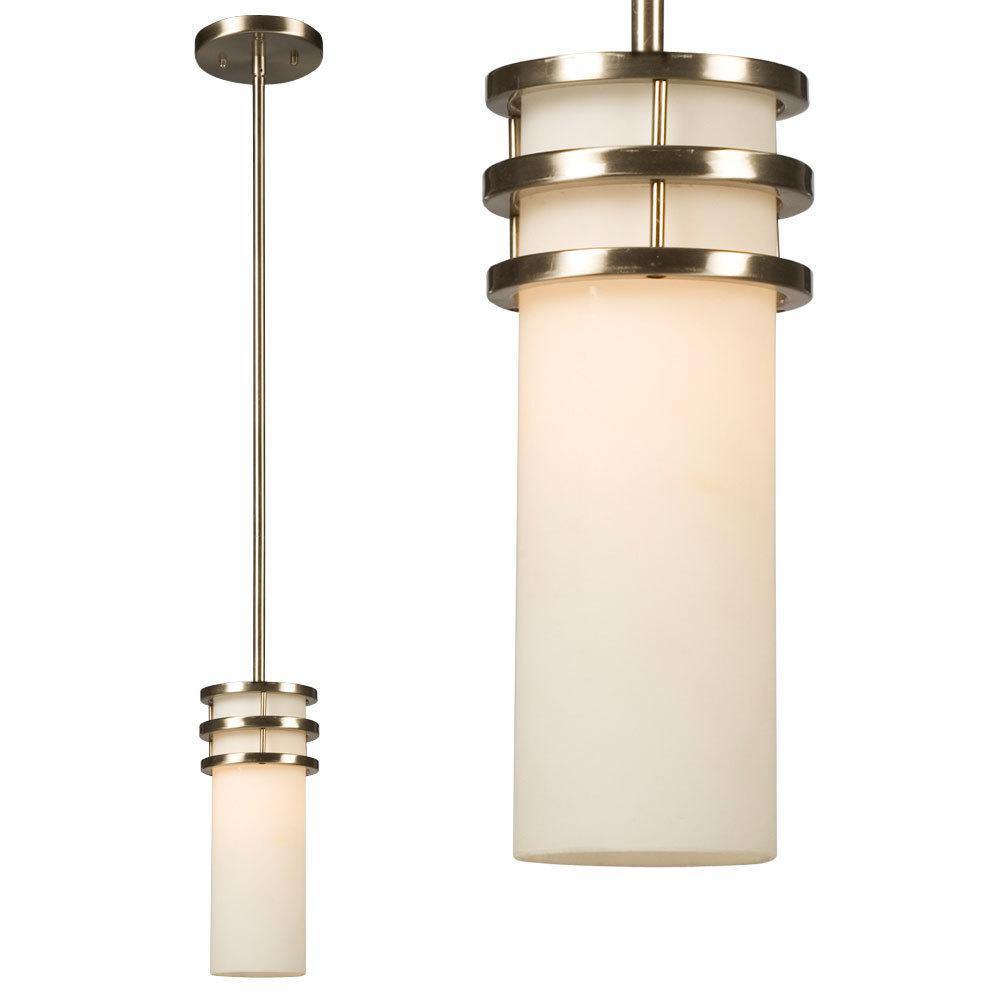 Brushed Nickel with Frosted White Glass Mini Pendant with 6",12",18" Extension - LV LIGHTING