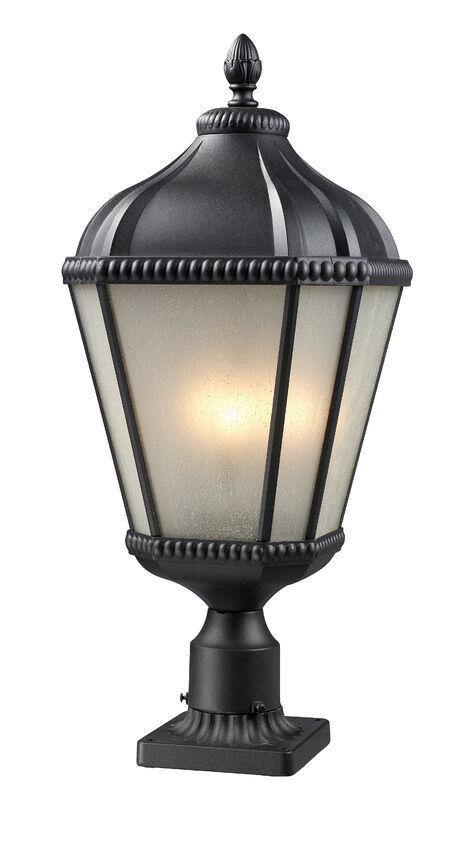 Black with Aluminum Crown and White Seedy Glass Shade Pier Mount - LV LIGHTING
