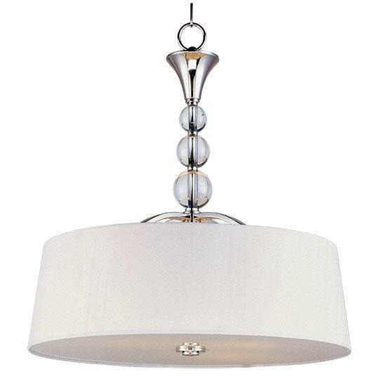 Steel with Glass Orb and White Fabric Shade 4 Light Pendant - LV LIGHTING