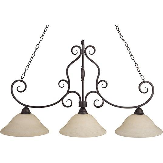 Oil Rubbed Bronze with Frosted Ivory Glass Shade Linear Pendant - LV LIGHTING