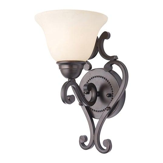Oil Rubbed Bronze with Frosted Ivory Glass Shade Wall Sconce - LV LIGHTING