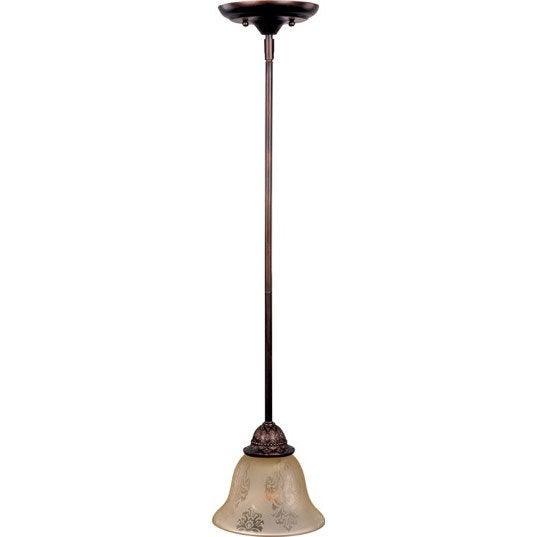 Oil Rubbed Bronze with Patterned Screen Amber Glass Shade Pendant - LV LIGHTING