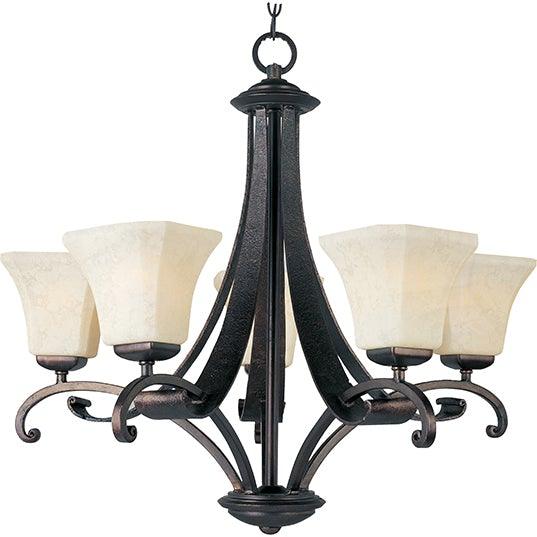 Rustic Burnished with Frost Lichen Glass Shade Chandelier - LV LIGHTING
