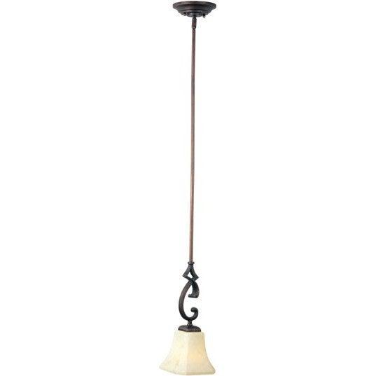 Rustic Burnished with Frost Lichen Glass Shade Pendant - LV LIGHTING