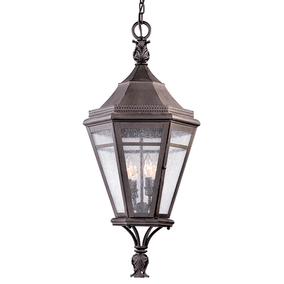 Natural Rust with Clear Seedy Glass Shade Outdoor Pendant - LV LIGHTING