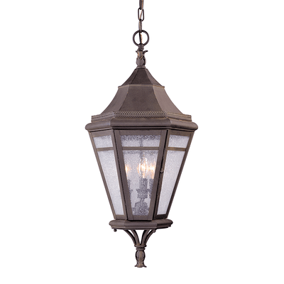 Natural Rust with Clear Seedy Glass Shade Outdoor Pendant - LV LIGHTING