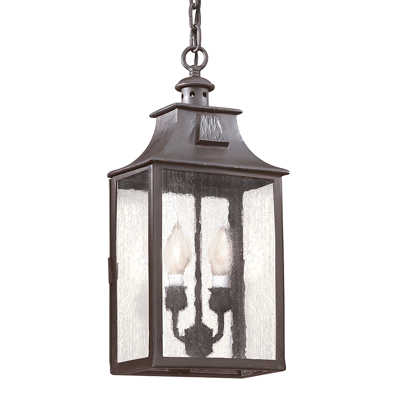 Old Bronze with Clear Seedy Glass Shade Outdoor Pendant - LV LIGHTING