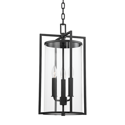 Steel with Clear Crylindrical Glass Sade Outdoor Pendant