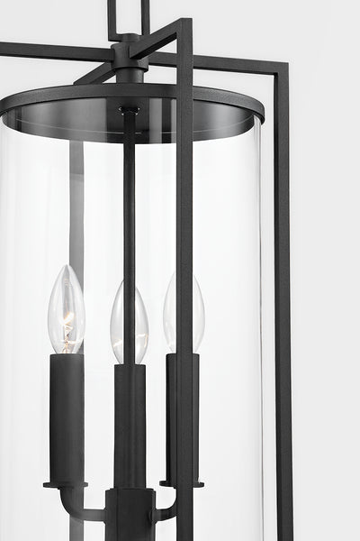 Steel with Clear Crylindrical Glass Sade Outdoor Pendant