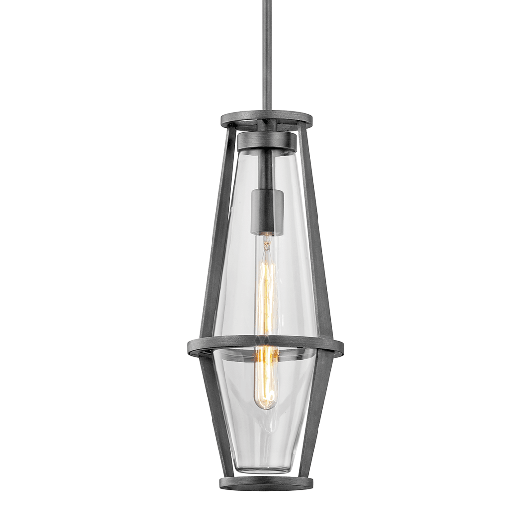 Graphite Frame with Clear Glass Shade Outdoor Pendant - LV LIGHTING