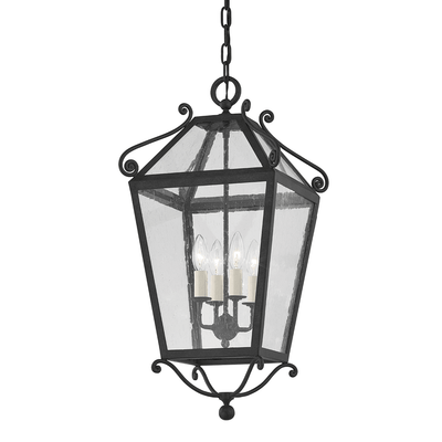 French Iron with Clear Glass Shade Outdoor Pendant - LV LIGHTING
