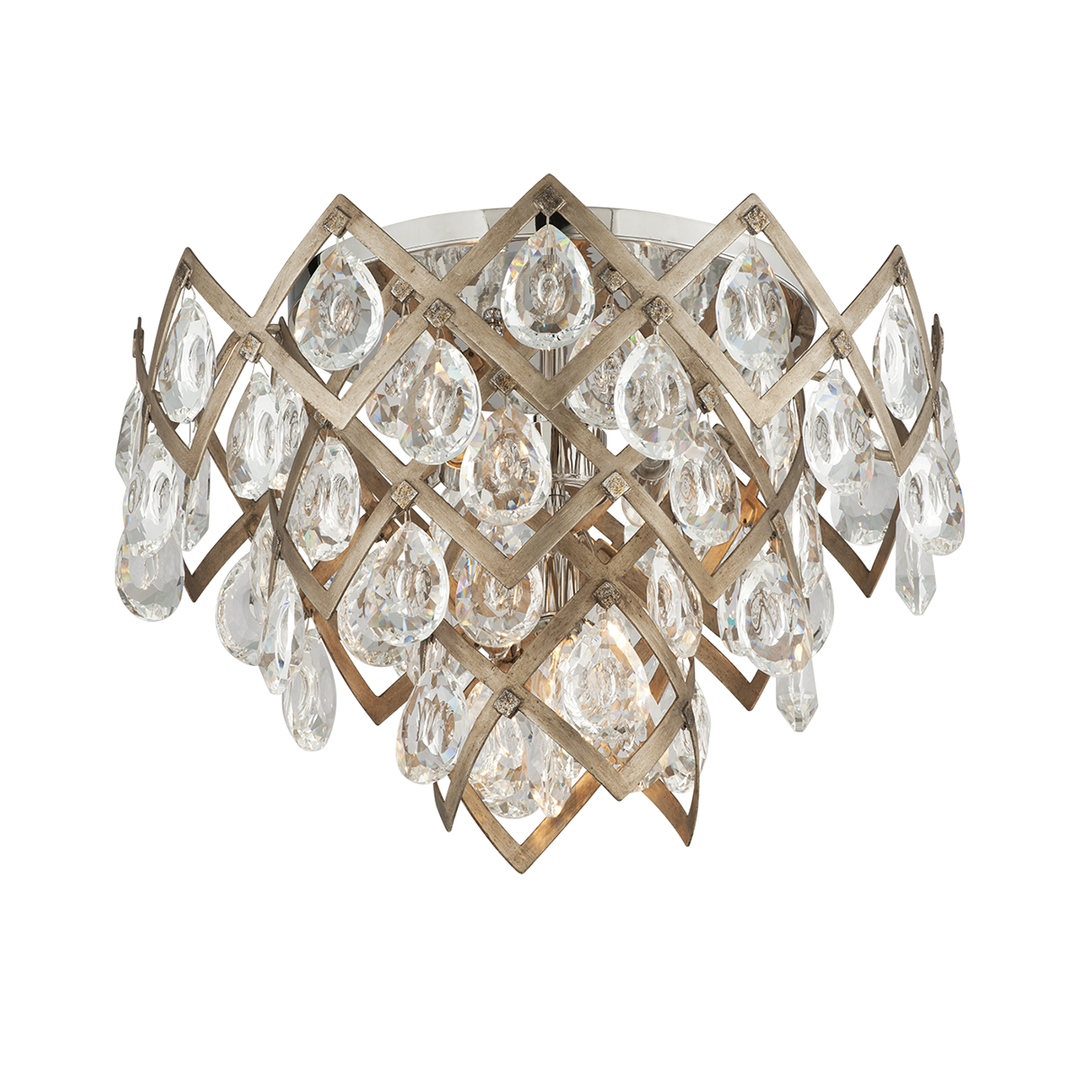 Vienna Bronze with Clear Crystal Drop Shade Flush Mount