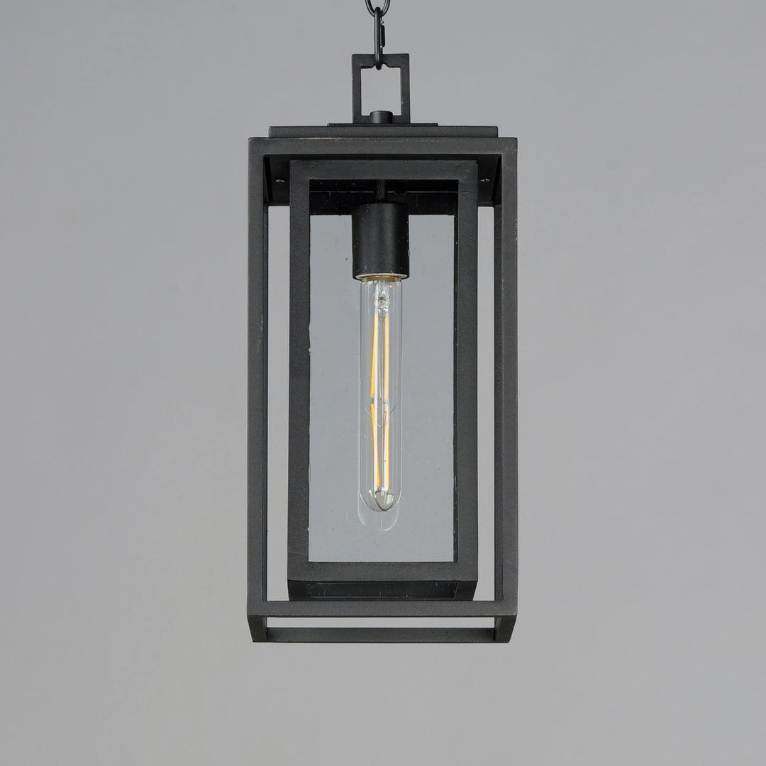 Black Aluminum Frame in Frame with Clear Seedy Glass Shade Outdoor Pendant - LV LIGHTING