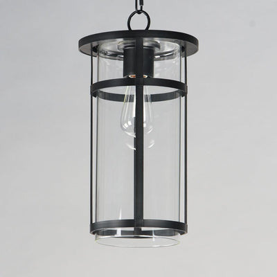 Black Aluminum Frame with Clear Glass Shade Outdoor Pendant - LV LIGHTING
