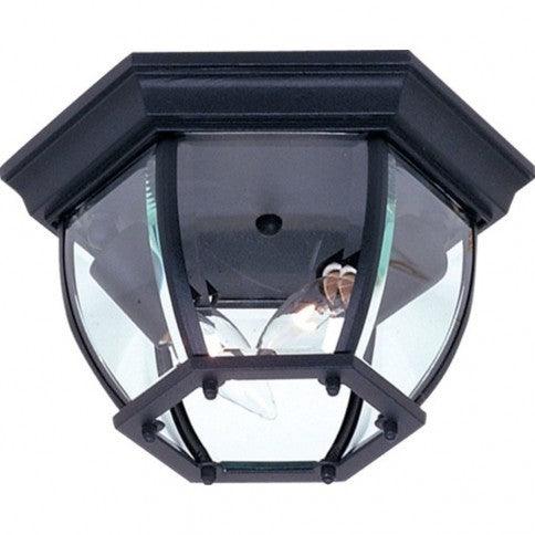 Black Hexagon Frame with Clear Glass Diffuser Outdoor Flush Mount - LV LIGHTING