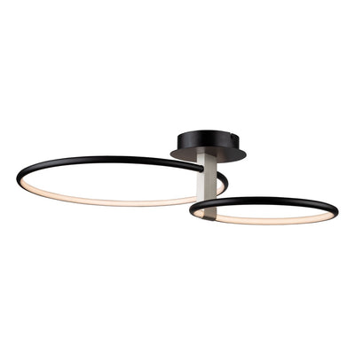 LED Black with Brushed Nickel Double Ring Frame with Acrylic Diffuser Semi Flush Mount