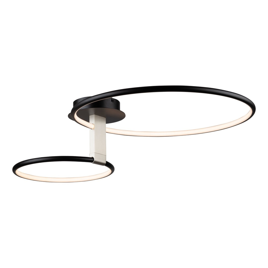 LED Black with Brushed Nickel Double Ring Frame with Acrylic Diffuser Semi Flush Mount