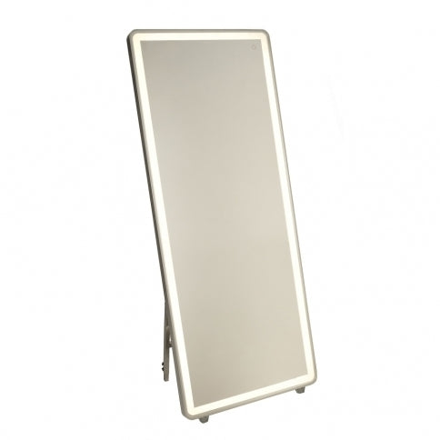 LED Brushed Aluminum Frame Standing Mirror