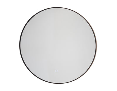 LED Matte Black Frame Round Mirror
