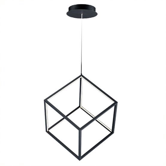 LED Black Cubic Frame with Acrylic Diffuser Pendant
