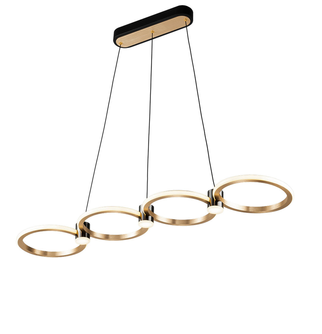 LED Black and Brushed Gold Ring Frame with Acrylic Diffuser Linear Pendant