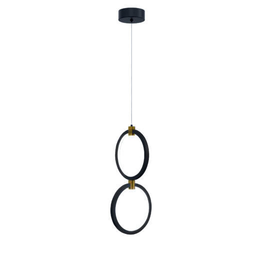LED Black and Gold Double Ring Frame with Acrylic Diffuser 3CCT Pendant