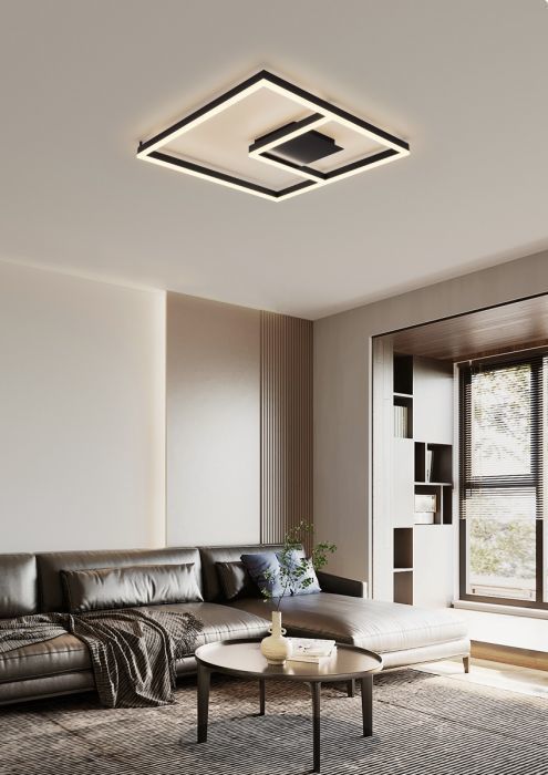 LED Satin Dark Gray Symmetrical Frame with Acrylic Diffuser Flush Mount