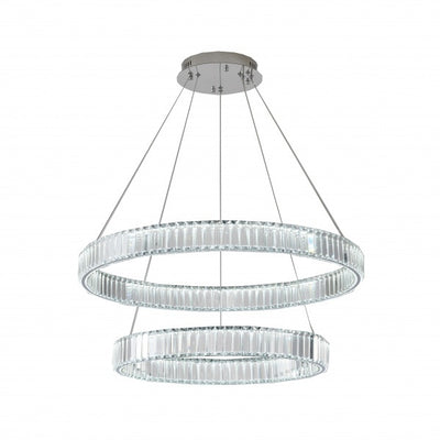 LED Steel Frame with Clear Crystal Double Tier Chandelier
