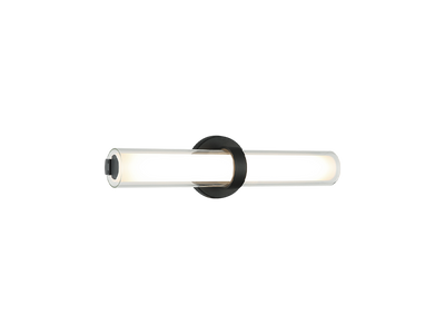 LED Steel Frame with Clear and White Cylindrical Glass Shade Vanity Light