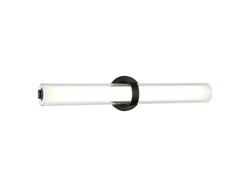LED Steel Frame with Clear and White Cylindrical Glass Shade Vanity Light