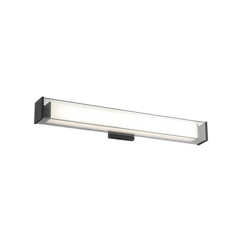 LED Steel Frame with Rectangular White and Clear Glass Shade Vanity Light