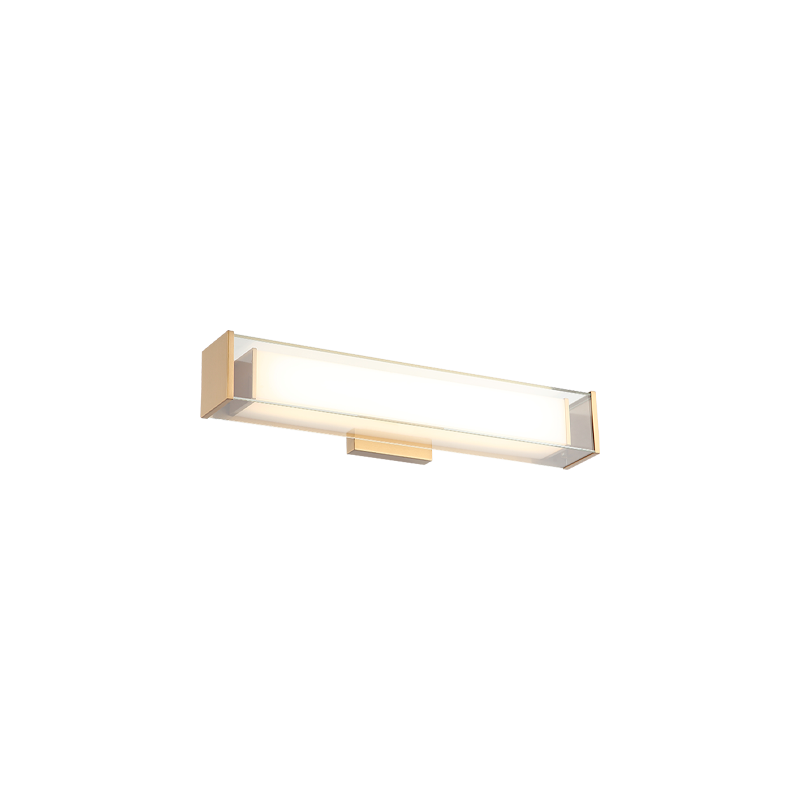 LED Steel Frame with Rectangular White and Clear Glass Shade Vanity Light