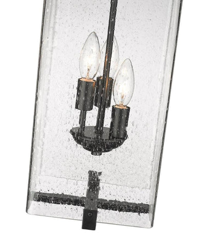 Black Aluminum Frame with Rectangular Glass Shade Outdoor Pendant - LV LIGHTING