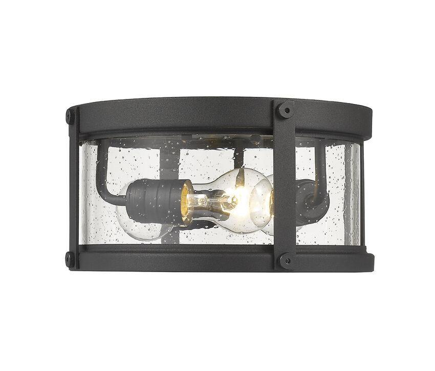 Black Aluminium with Clear Seedy Glass Shade Round Outdoor Ceiling Mount - LV LIGHTING