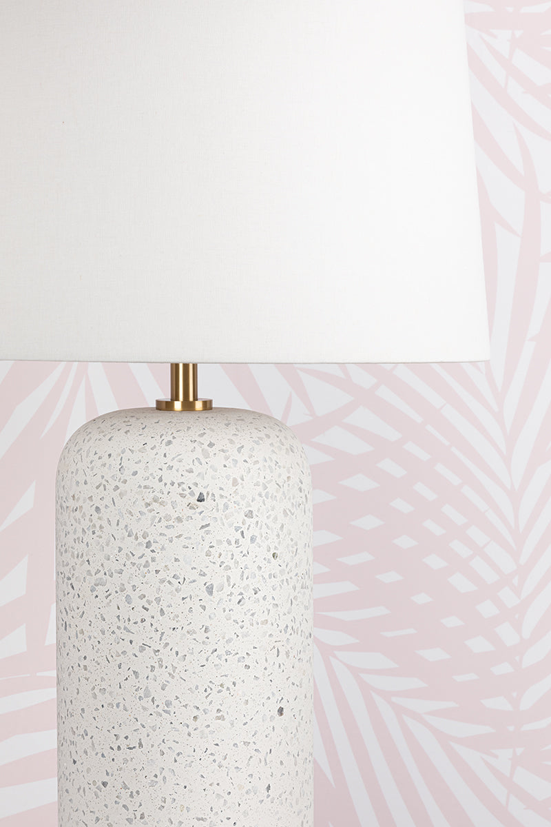 Aged Brass Frame with Blue Grey Terrazzo Alabaster Base Table Lamp