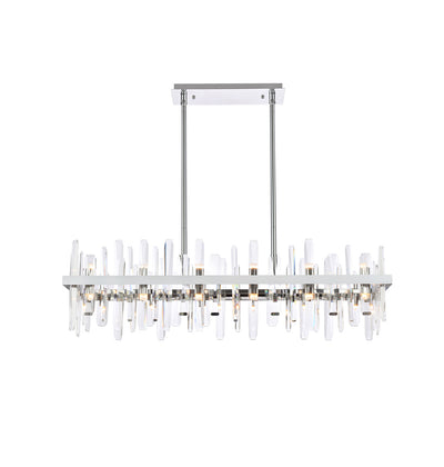 Steel Rectangular Frame with Clear Crystal Linear Chandelier