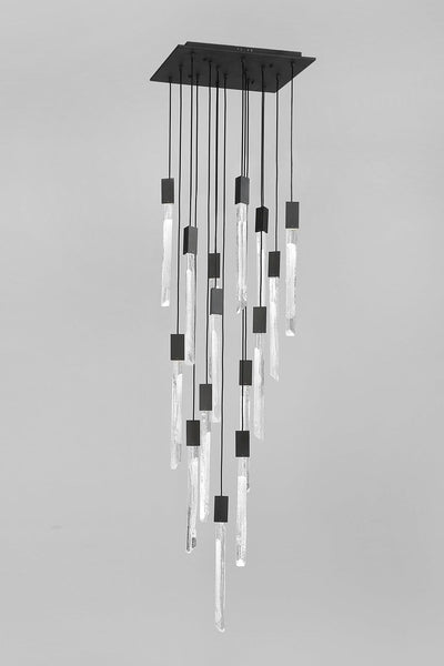 Matte Black Gun Metal Frame with Clear and White Marbleized Glass Chandelier - LV LIGHTING
