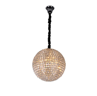 Steel Chrome Globe Frame with Clear Crystal Diffuser Pendant / Chandelier