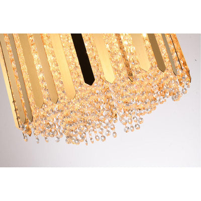 Gold Stainless Steel Frame with Clear Crystal Strand Pendant - LV LIGHTING