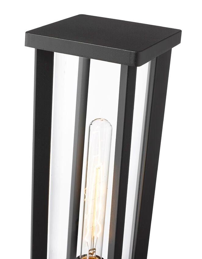 Black Aluminum with Cylindrical Clear Glass Square Base Outdoor Pier Mount - LV LIGHTING