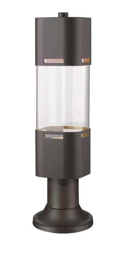 Aluminum with Clear Cylindrical Glass Outdoor Pier Mount - LV LIGHTING