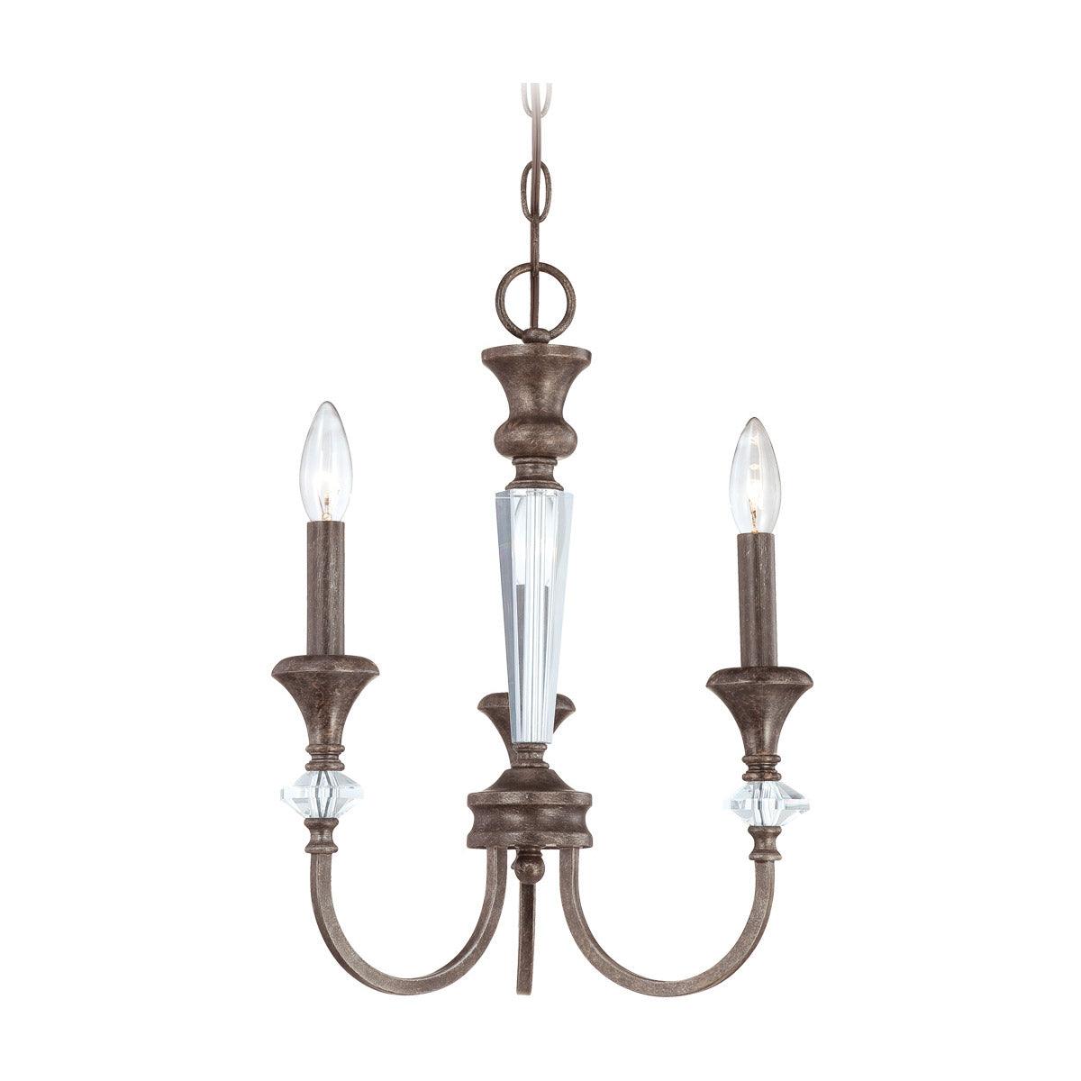 Mocha Bronze Silver Wash Curve Arms with Clear Crystal Pendant - LV LIGHTING