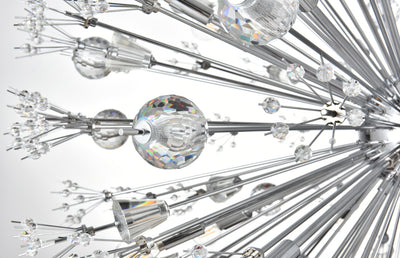 Steel Sputnik Frame with Clear Crystal Round Chandelier