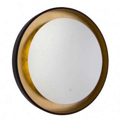 LED Oil Rubbed Bronze with Gold Leaf Frame Round Mirror