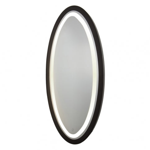 LED Matte Black Frame Oval Mirror