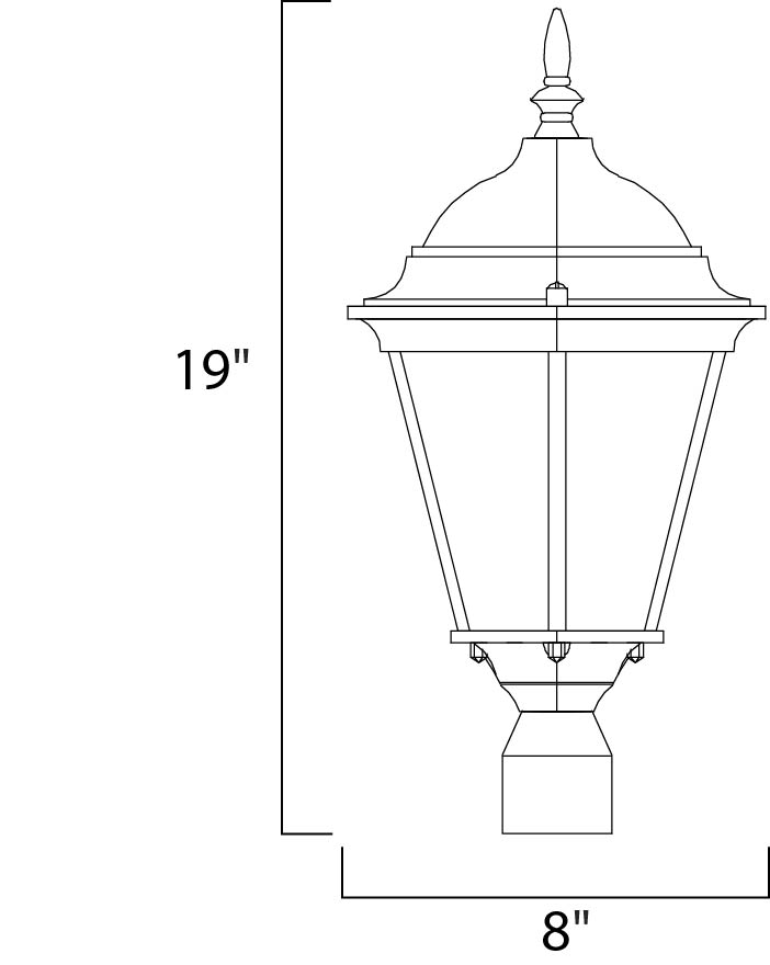 Westlake Cast Outdoor Pole/Post Lantern dimensions diagram