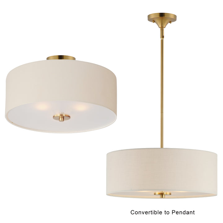 Bongo 3-Light Pendant / Semi-Flush Mount Oatmeal / Natural Aged Brass alternate view