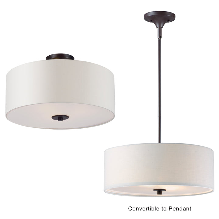 Bongo 3-Light Pendant / Semi-Flush Mount Oatmeal / Oil Rubbed Bronze alternate view